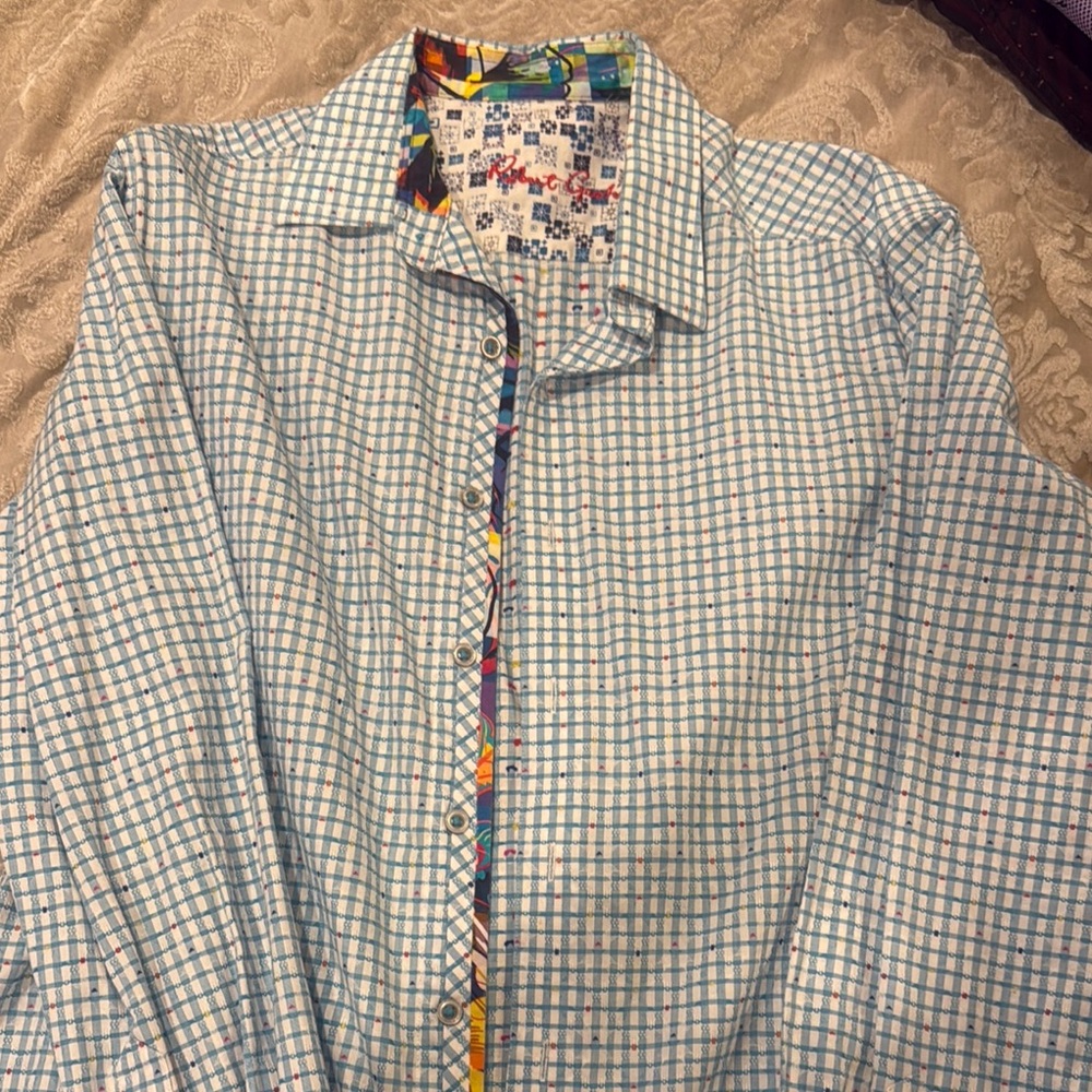 Robert Graham blue and white checkered shirt